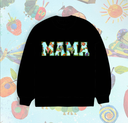 Caterpillar’s Picnic Terry Bamboo MAMA Embroidered Crewneck- see photos - upside down, MISPRINTED