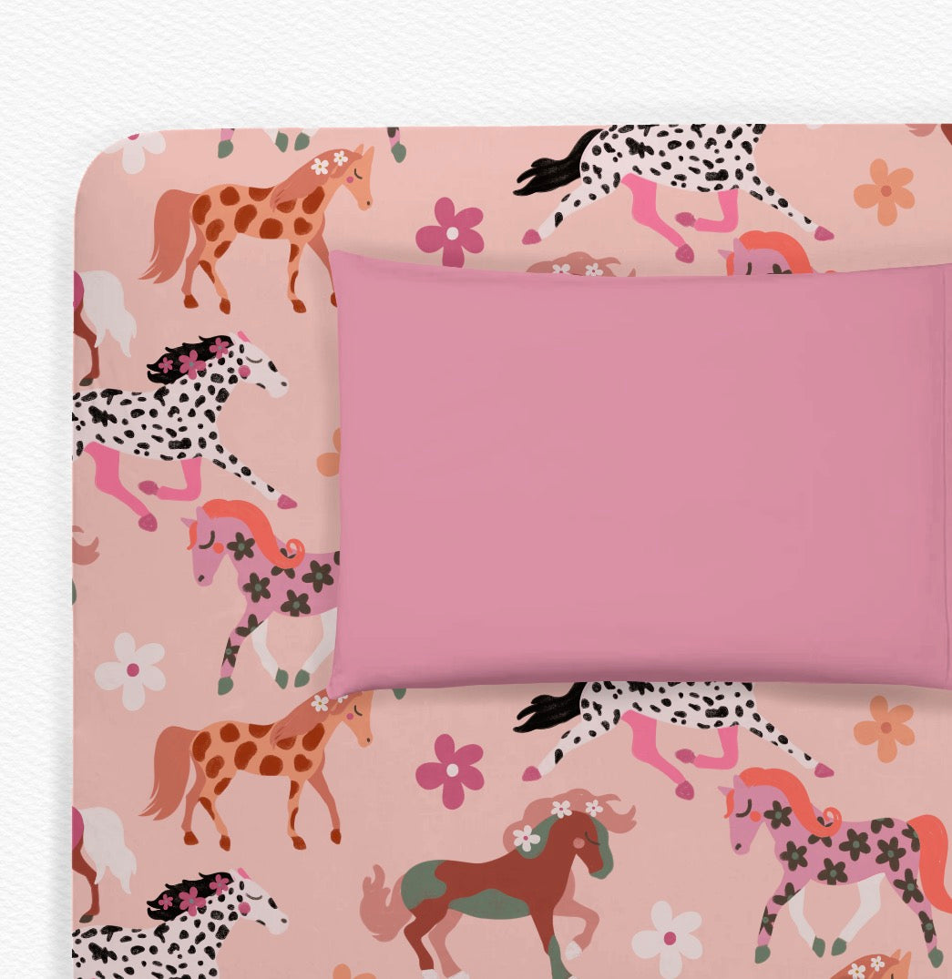 Petal Ponies Twin Sheet set with pillowcase