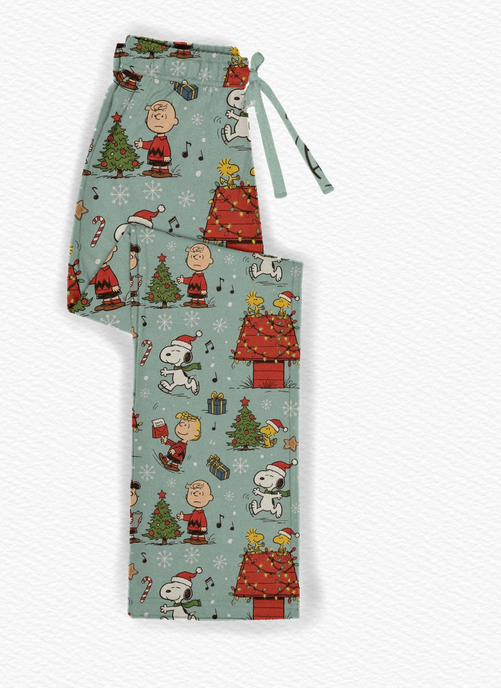 Snoopy sleigh day adult straight leg pants
