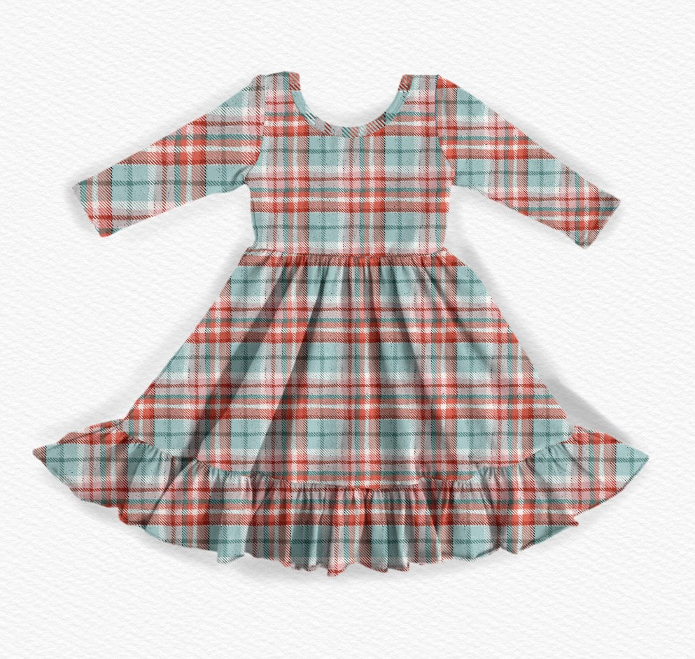 Christmas plaid twirl dress