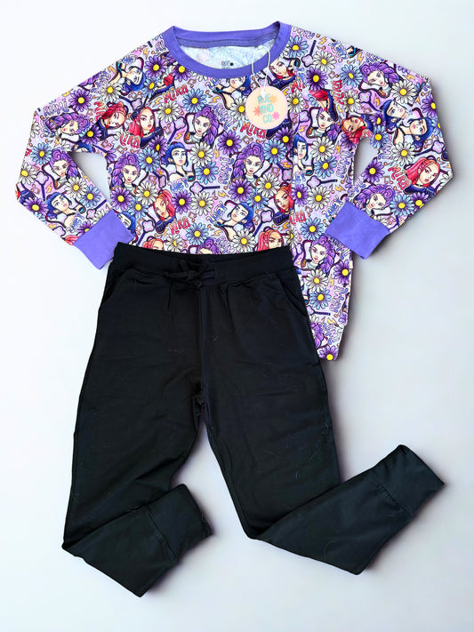 Flower Pop Long Sleeved Crewneck Jogger Set
