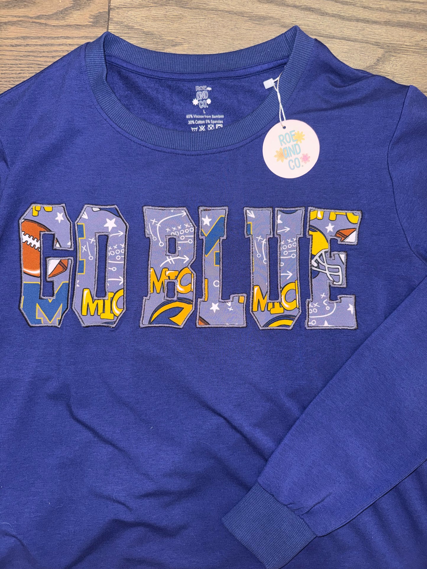 Go Blue unisex adult terry bamboo crewneck