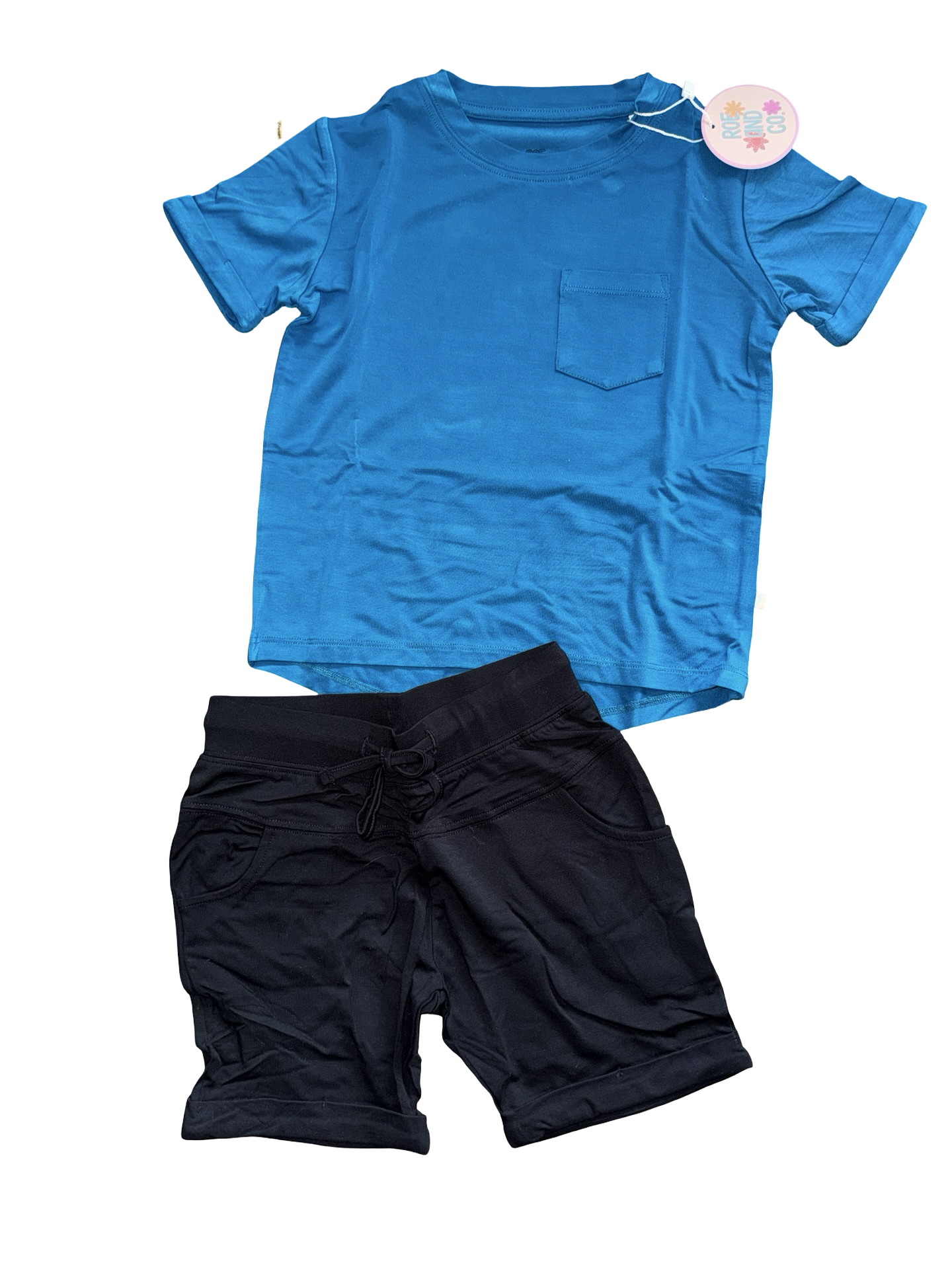 Coastal Pocket Tshirt and Black Harem Shorts