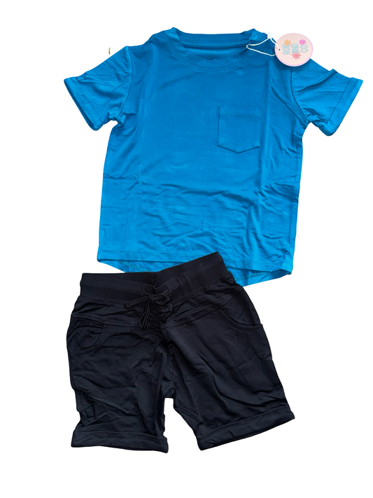 Coastal Pocket Tshirt and Black Harem Shorts