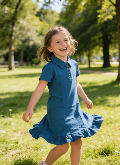 Toddler/Kids Polo Dress in Coastal Teal