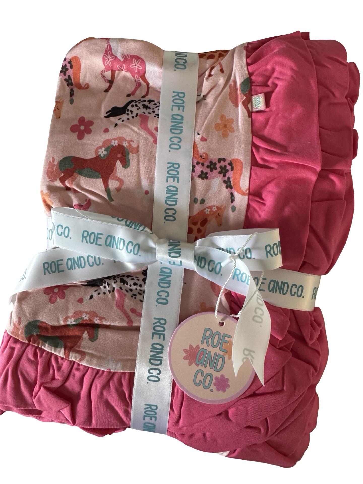 Petal Ponies 50x50 double layer blanket w/ ruffle trim